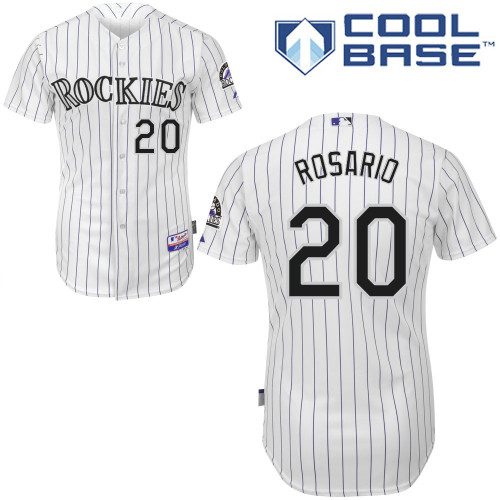 Wilin Rosario #20 MLB Jersey-Colorado Rockies Men's Authentic Home White Cool Base Baseball Jersey